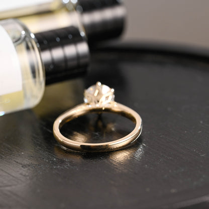 CausYou round cut diamond engagement ring Solid Gold D/VS1 Cathedral Tulip Setting Round Cut Lab Grown Diamond Engagement Ring