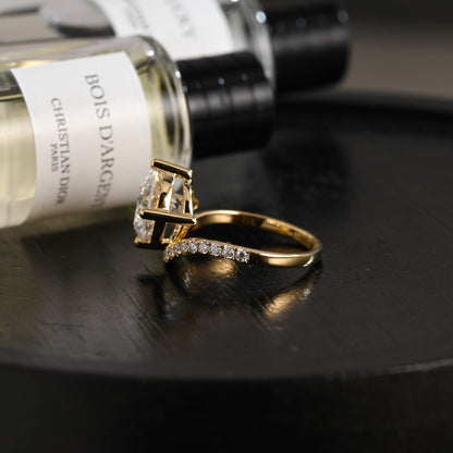 CausYou round cut diamond engagement ring Solid Gold D/VS1 Curved Band Round Cut Lab Grown Diamond Engagement Ring