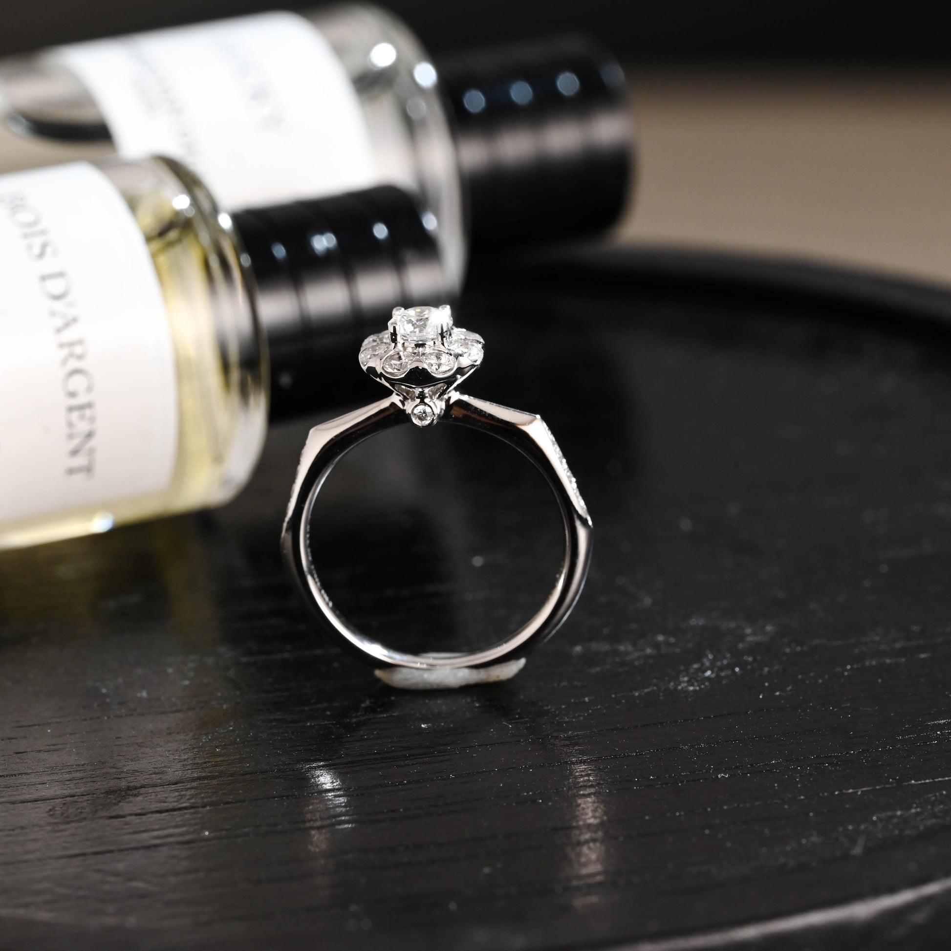 CausYou round cut diamond engagement ring Solid Gold D/VS1 Flower Round Cut Lab Grown Diamond Engagement Ring