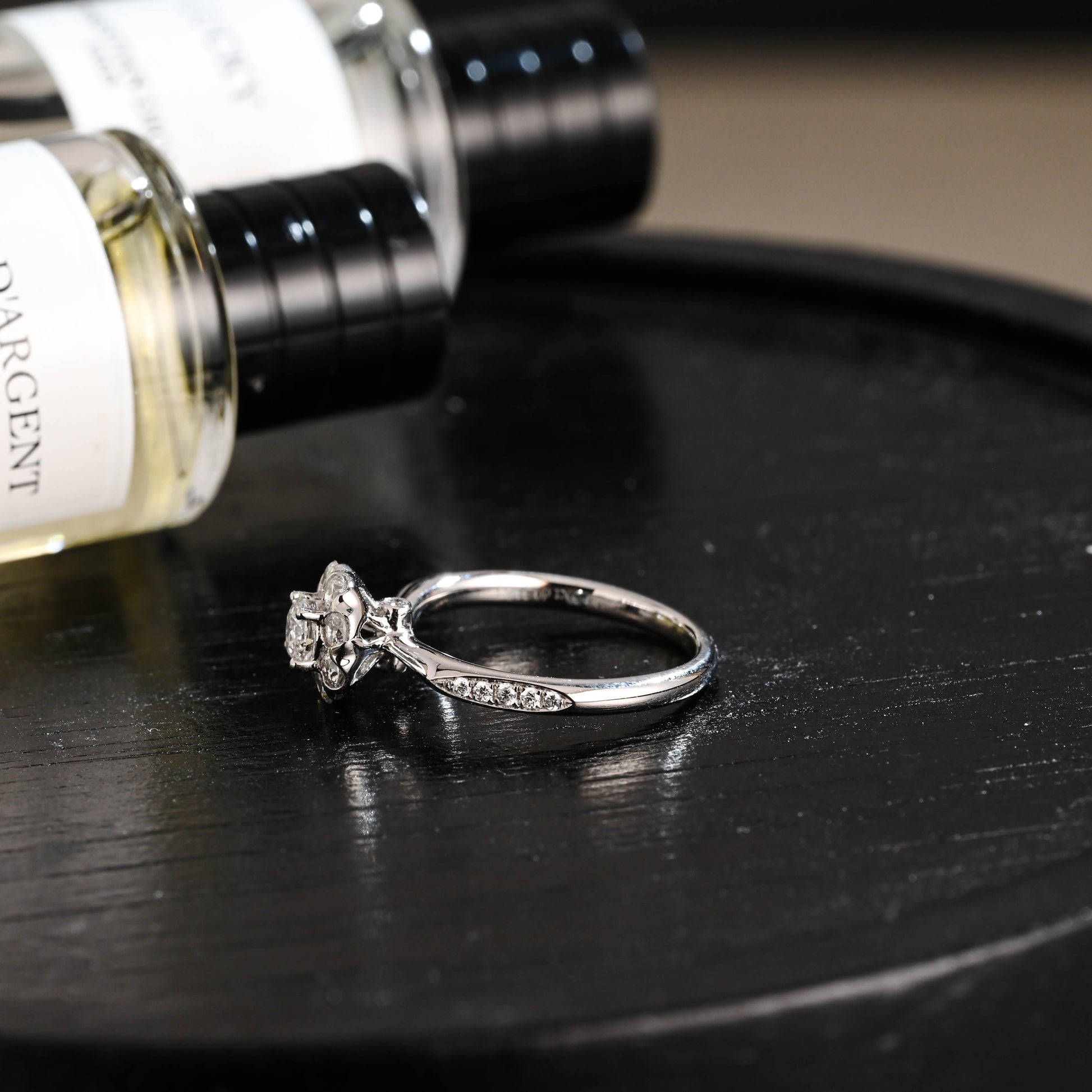 CausYou round cut diamond engagement ring Solid Gold D/VS1 Flower Round Cut Lab Grown Diamond Engagement Ring