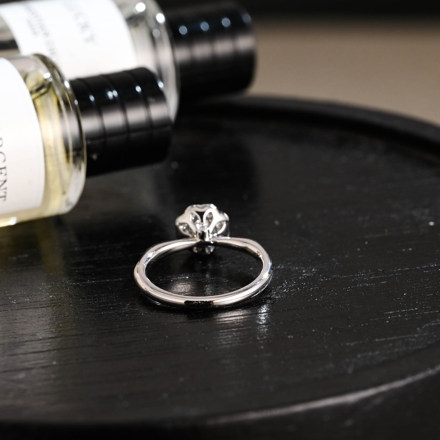 CausYou round cut diamond engagement ring Solid Gold D/VS1 Flower Round Cut Lab Grown Diamond Engagement Ring