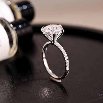 CausYou round cut diamond engagement ring Solid Gold D/VS1 Half Pave Round Cut Lab Grown Diamond Engagement Ring