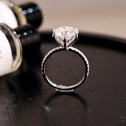 CausYou round cut diamond engagement ring Solid Gold D/VS1 Half Pave Round Cut Lab Grown Diamond Engagement Ring