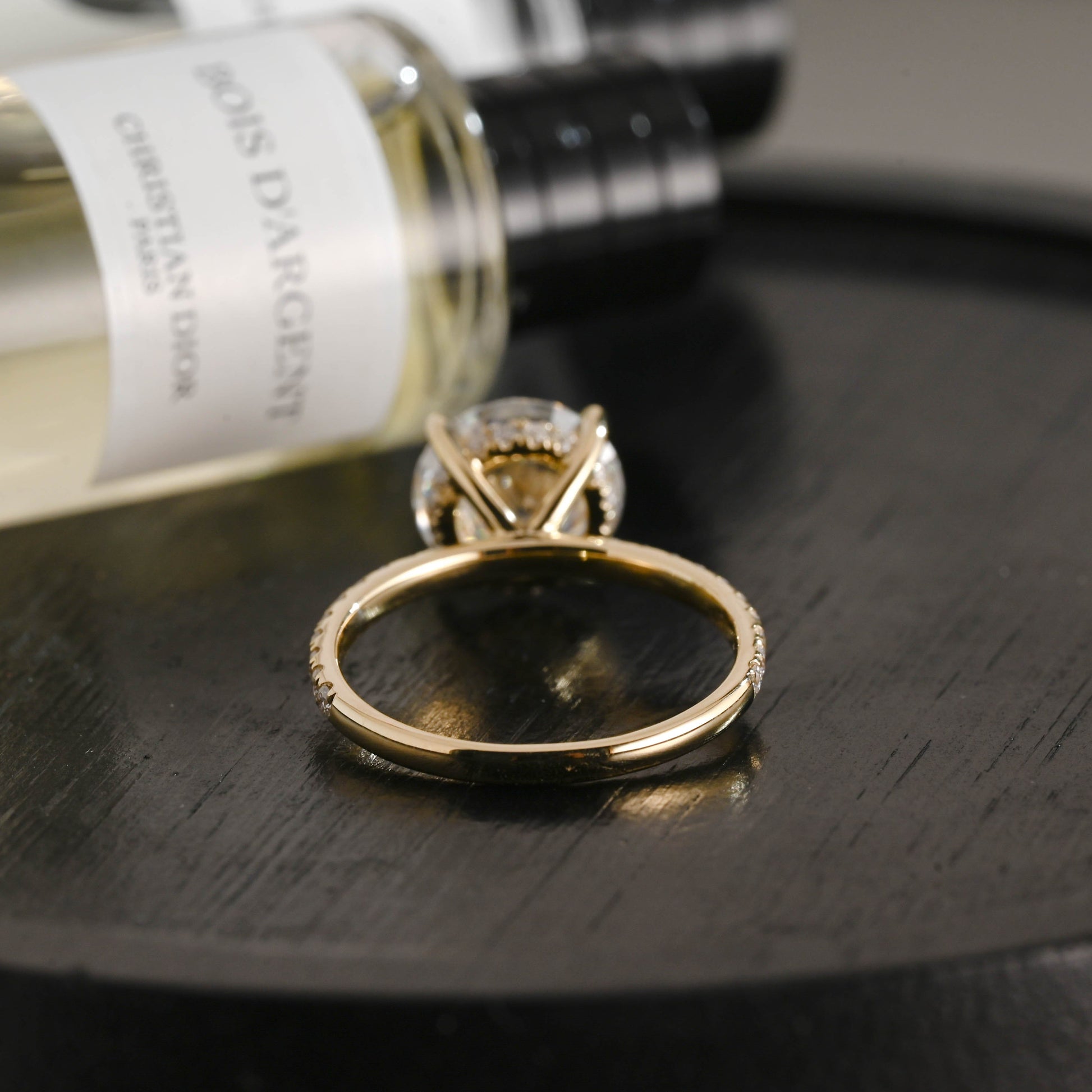 CausYou round cut diamond engagement ring Solid Gold D/VS1 Hidden Halo Half Pave Round Cut Lab Grown Diamond Ring