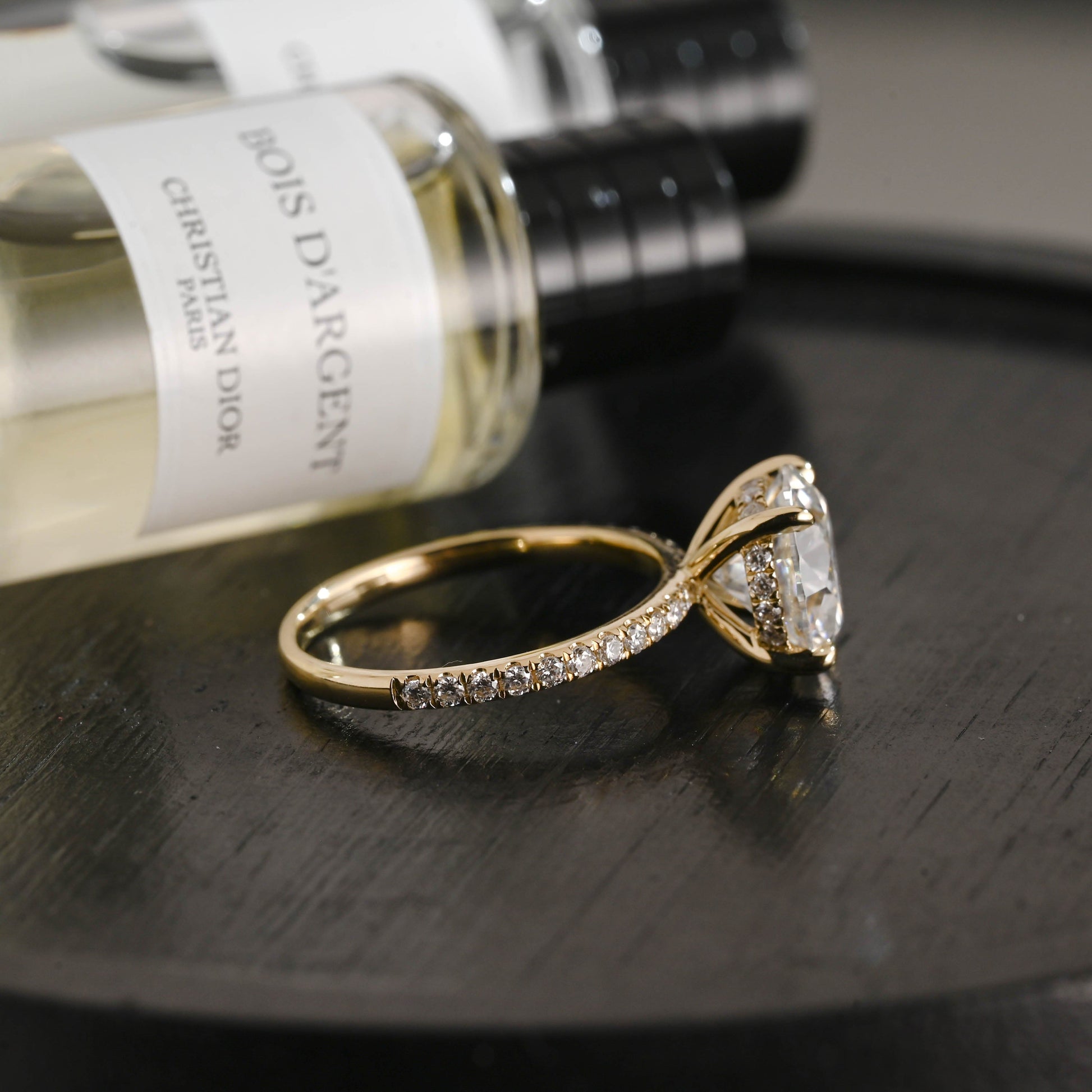 CausYou round cut diamond engagement ring Solid Gold D/VS1 Hidden Halo Half Pave Round Cut Lab Grown Diamond Ring