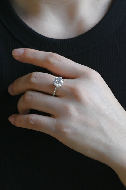 CausYou round cut diamond engagement ring Solid Gold D/VS1 Hidden Halo Half Pave Round Cut Lab Grown Diamond Ring