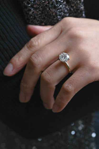 CausYou round cut diamond engagement ring Solid Gold D/VS1 Hidden Halo Round Cut Lab Grown Diamond Engagement Ring
