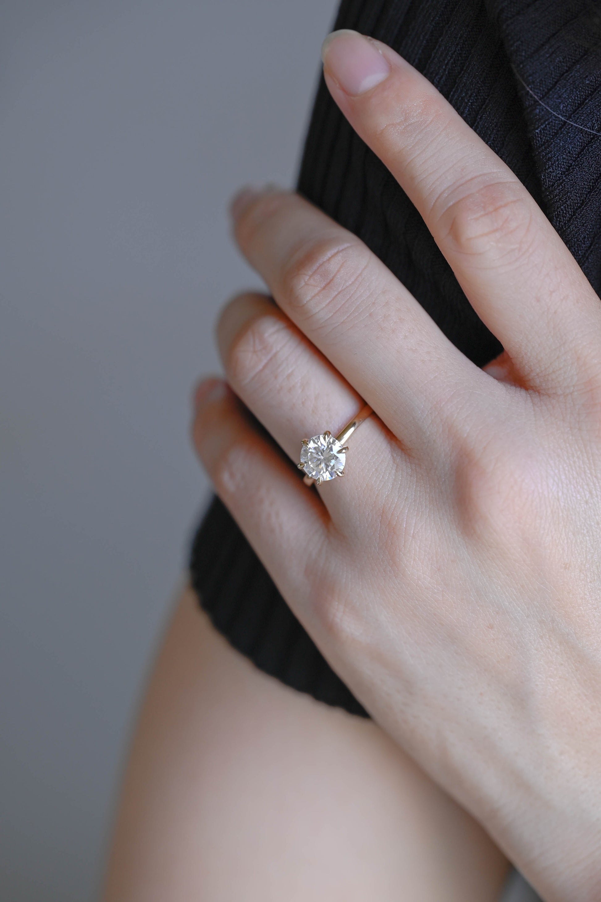 CausYou round cut diamond engagement ring Solid Gold D/VS1 Hidden Halo Round Cut Lab Grown Diamond Engagement Ring