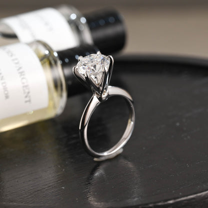 CausYou round cut diamond engagement ring Solid Gold D/VS1 High Setting Round Cut Lab Grown Diamond Engagement Ring