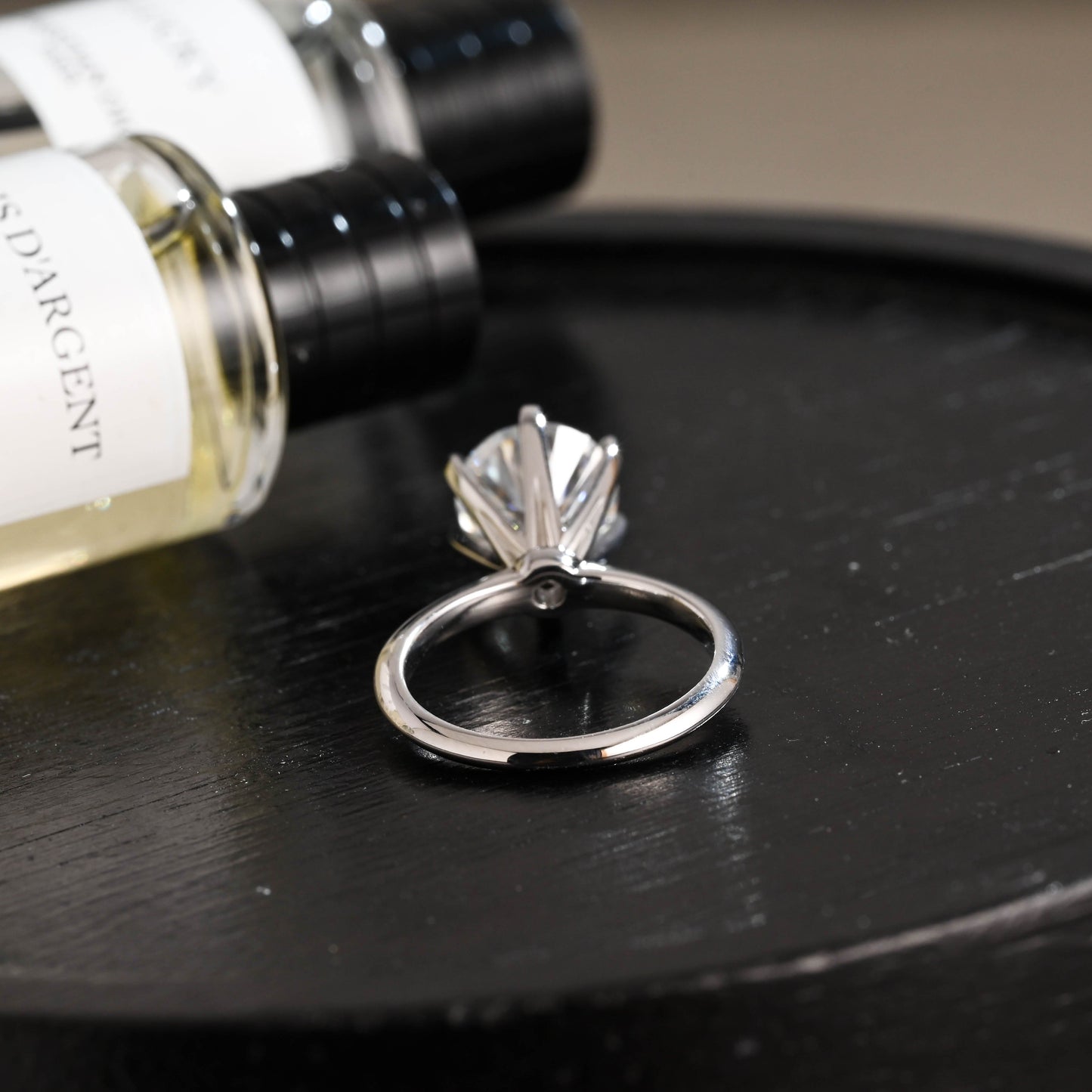 CausYou round cut diamond engagement ring Solid Gold D/VS1 High Setting Round Cut Lab Grown Diamond Engagement Ring