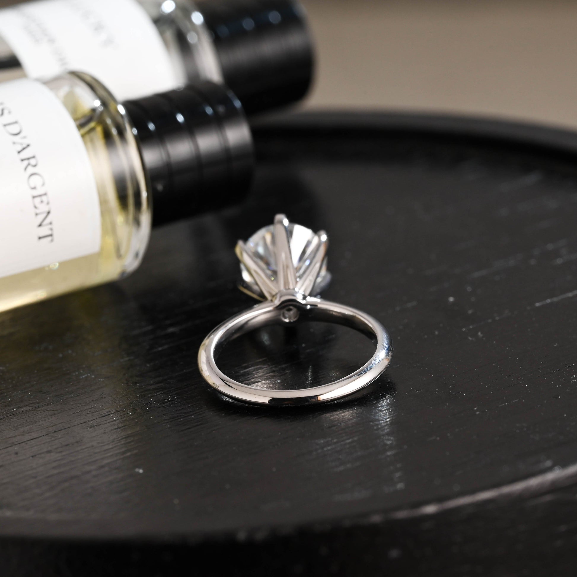 CausYou round cut diamond engagement ring Solid Gold D/VS1 High Setting Round Cut Lab Grown Diamond Engagement Ring