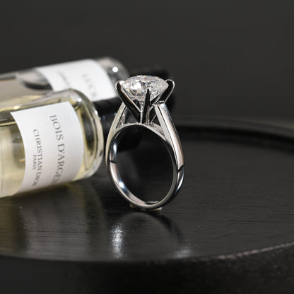 CausYou round cut diamond engagement ring Solid Gold D/VS1 High Setting Round Cut Lab Grown Diamond Engagement Ring