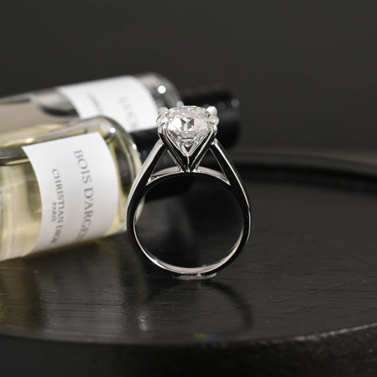 CausYou round cut diamond engagement ring Solid Gold D/VS1 High Setting Round Cut Lab Grown Diamond Engagement Ring