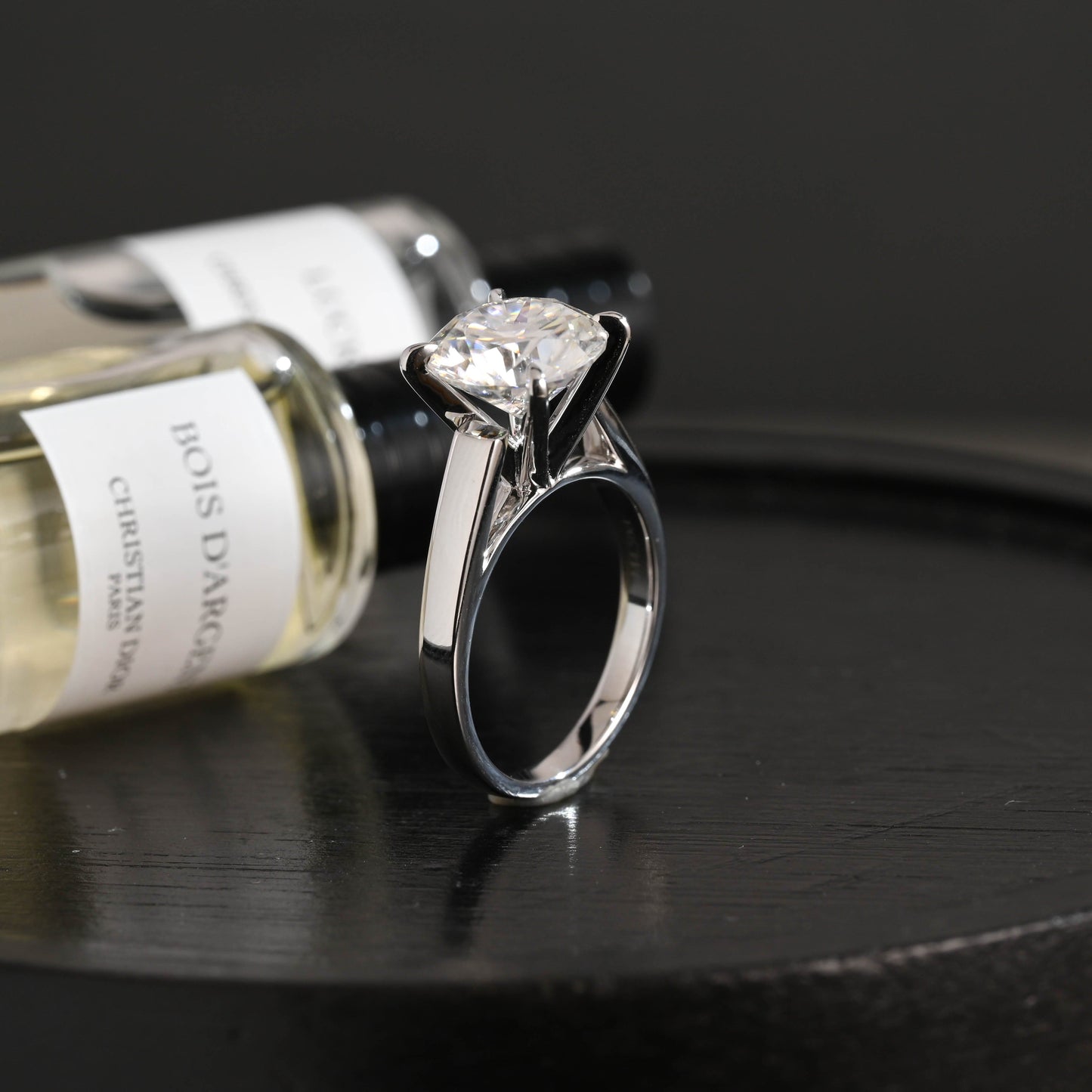 CausYou round cut diamond engagement ring Solid Gold D/VS1 High Setting Round Cut Lab Grown Diamond Engagement Ring