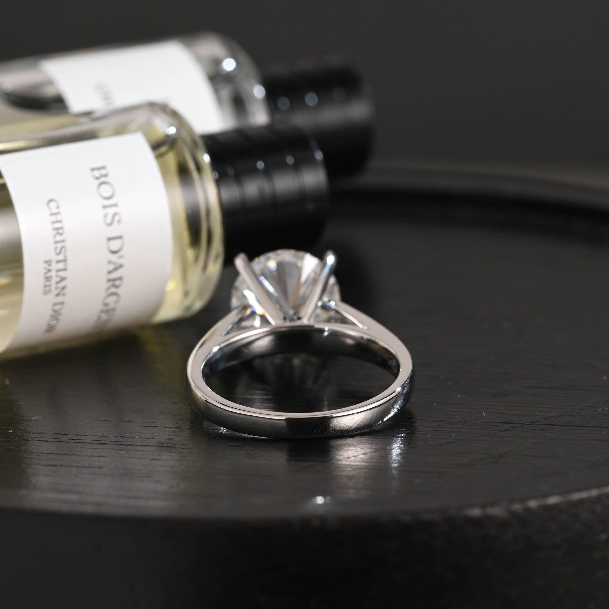 CausYou round cut diamond engagement ring Solid Gold D/VS1 High Setting Round Cut Lab Grown Diamond Engagement Ring