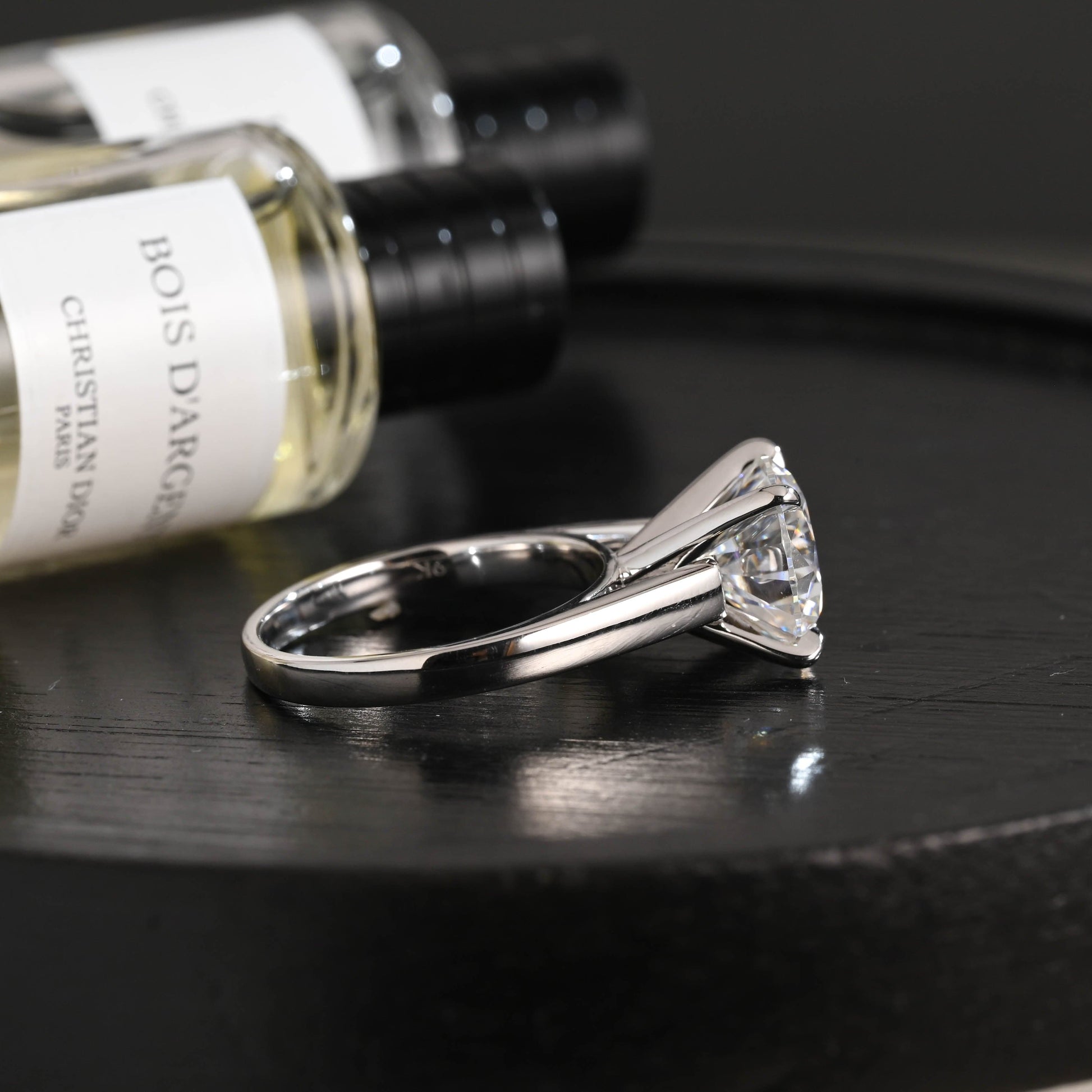 CausYou round cut diamond engagement ring Solid Gold D/VS1 High Setting Round Cut Lab Grown Diamond Engagement Ring