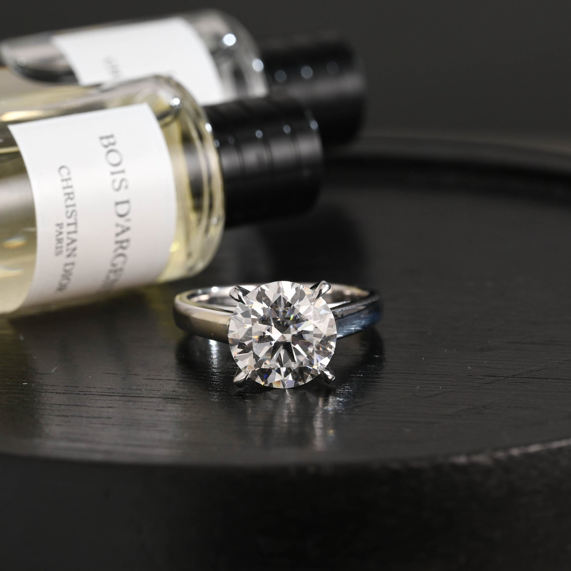 CausYou round cut diamond engagement ring Solid Gold D/VS1 High Setting Round Cut Lab Grown Diamond Engagement Ring