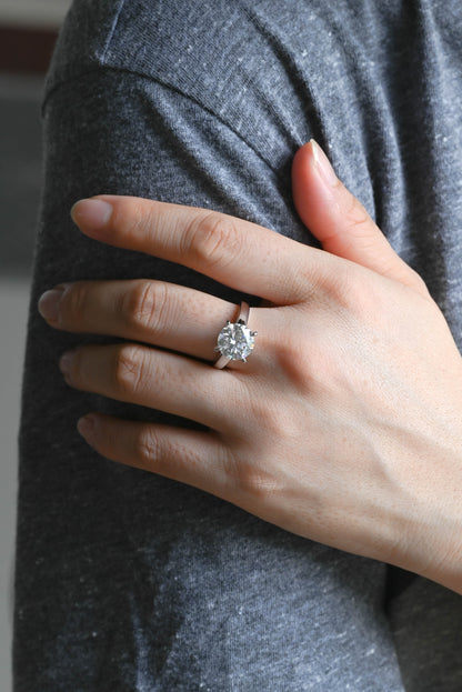 CausYou round cut diamond engagement ring Solid Gold D/VS1 High Setting Round Cut Lab Grown Diamond Engagement Ring
