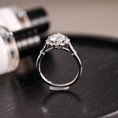 CausYou round cut diamond engagement ring Solid Gold D/VS1 Nature Inspired Leafy Round Cut Lab Grown Diamond Engagement Ring