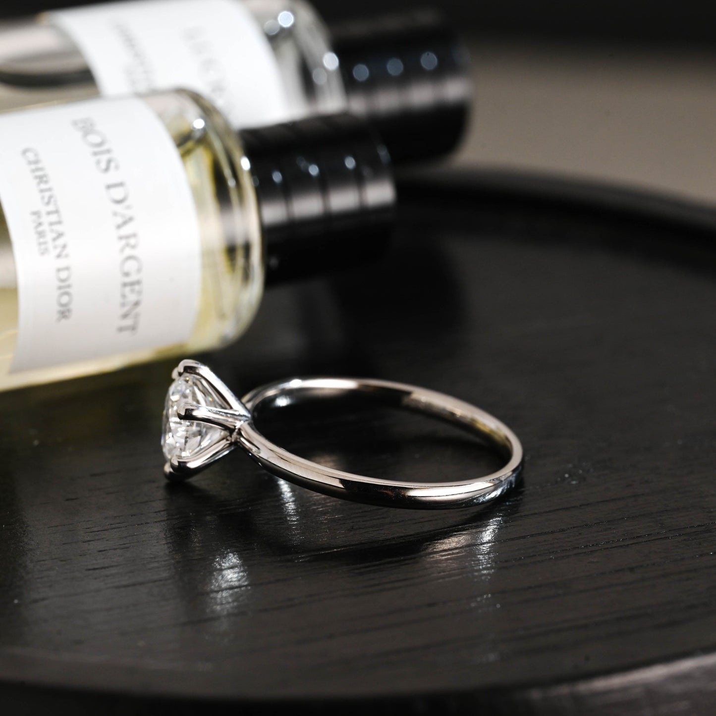 CausYou round cut diamond engagement ring Solid Gold D/VS1 Round Cut Lab Grown Diamond Engagement Ring