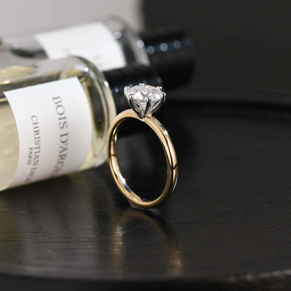 CausYou round cut diamond engagement ring Solid Gold D/VS1 Solitaire Round Cut  Lab Grown Diamond Engagement Ring