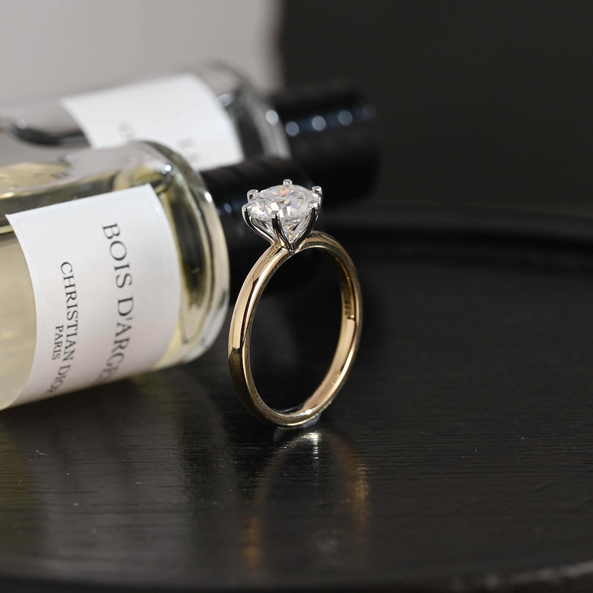 CausYou round cut diamond engagement ring Solid Gold D/VS1 Solitaire Round Cut  Lab Grown Diamond Engagement Ring