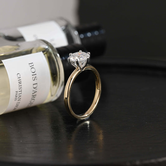 CausYou round cut diamond engagement ring Solid Gold D/VS1 Solitaire Round Cut  Lab Grown Diamond Engagement Ring