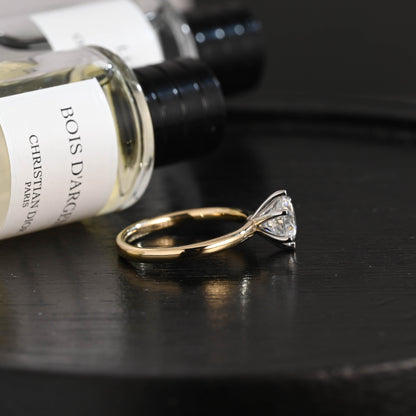 CausYou round cut diamond engagement ring Solid Gold D/VS1 Solitaire Round Cut  Lab Grown Diamond Engagement Ring