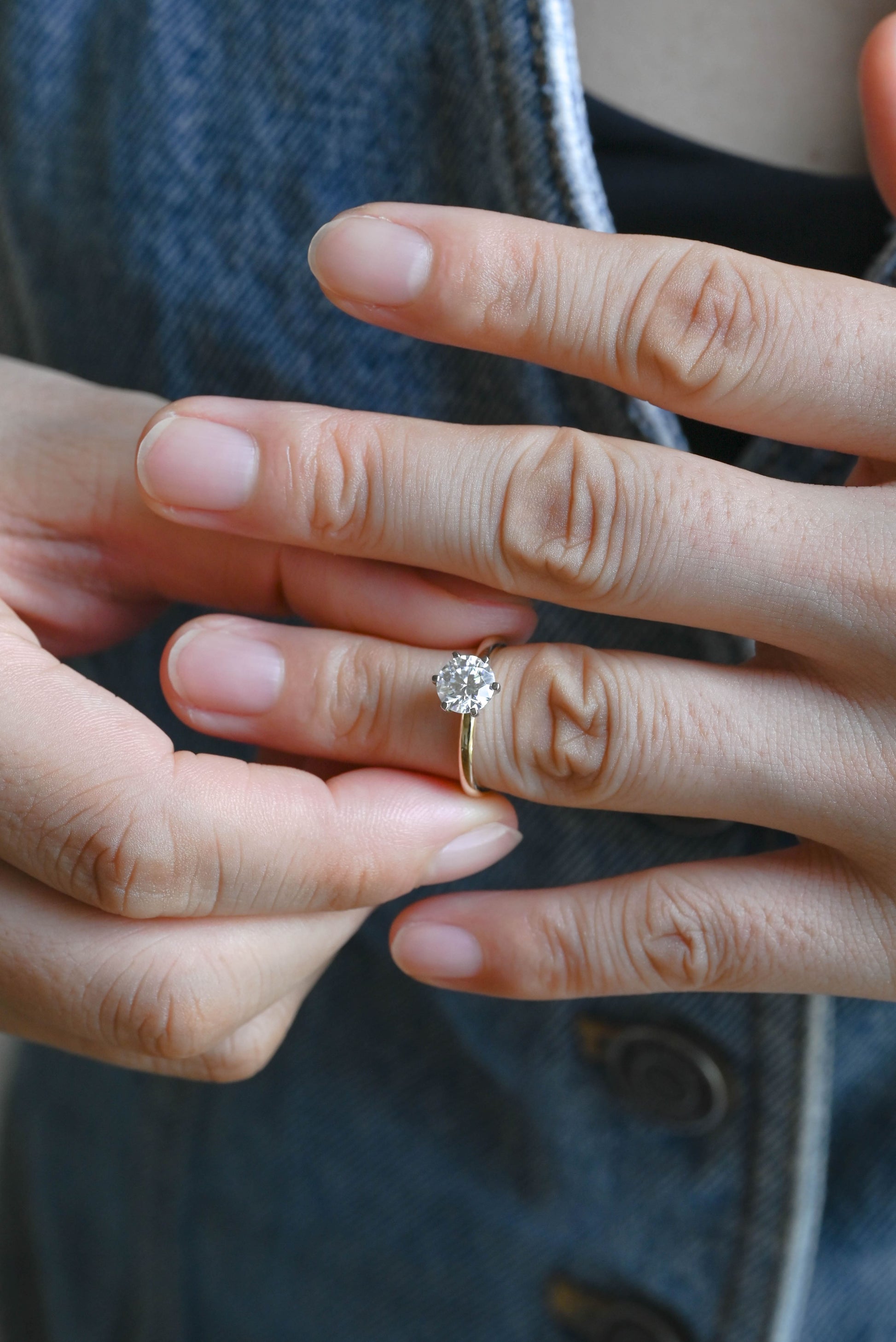 CausYou round cut diamond engagement ring Solid Gold D/VS1 Solitaire Round Cut  Lab Grown Diamond Engagement Ring
