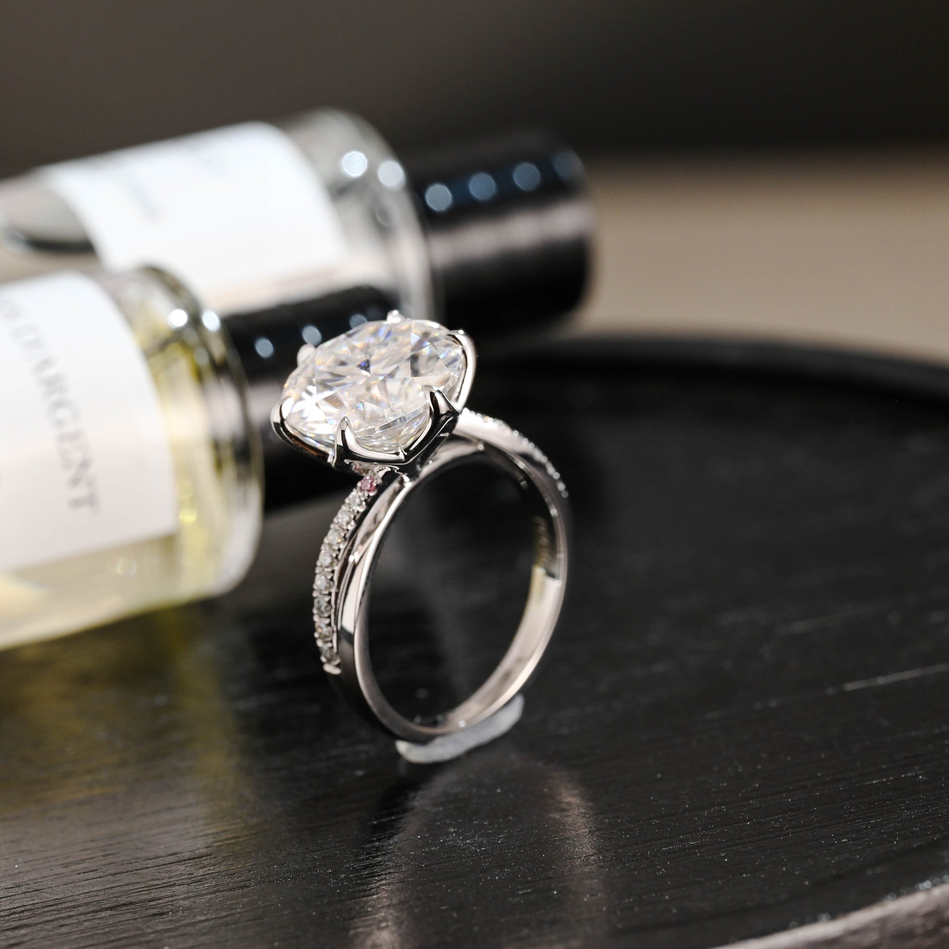 CausYou round cut diamond engagement ring Solid Gold D/VS1 Tulip Setting Half Pave Twisted Band Round Cut Lab Grown Engagement Diamond Ring
