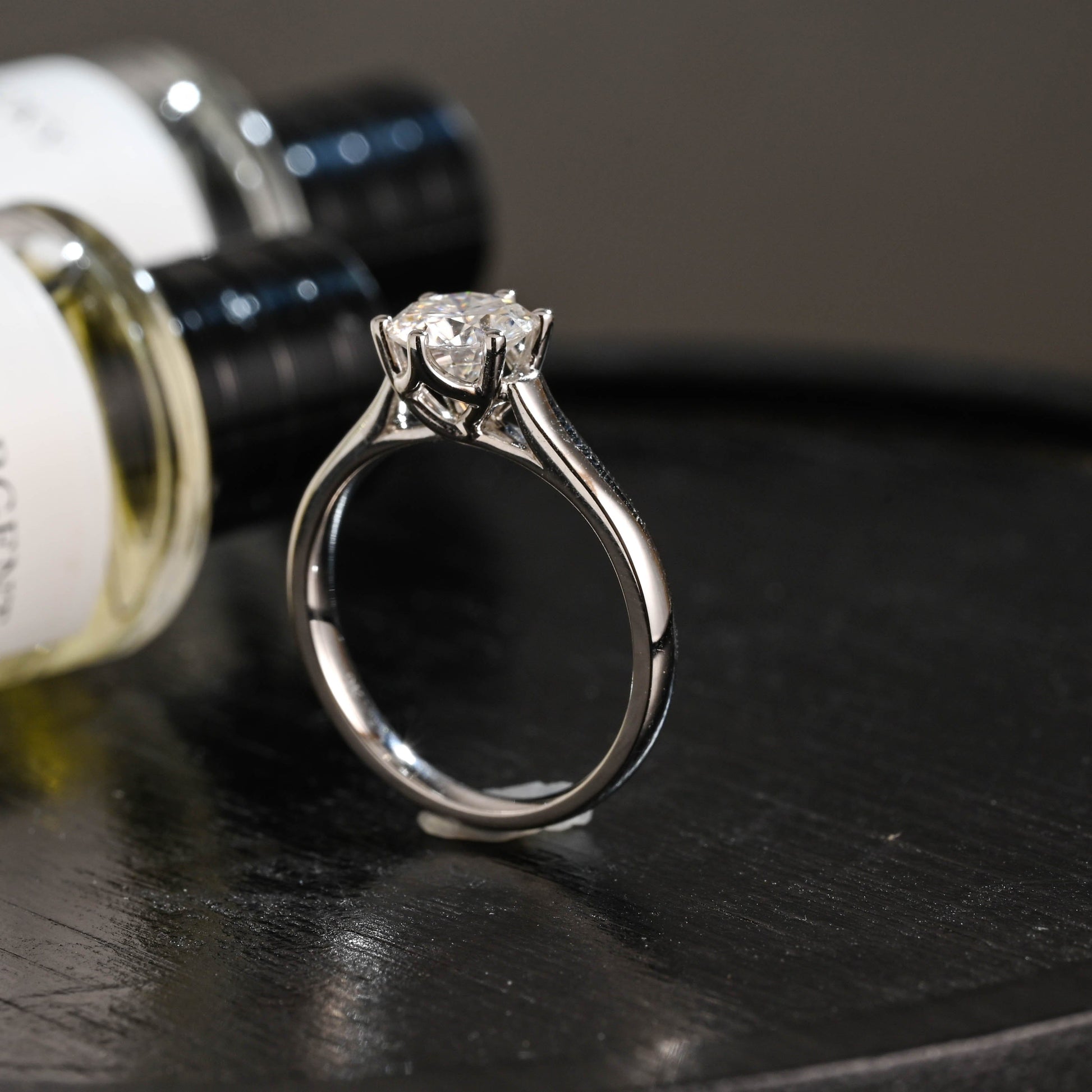 CausYou round cut diamond engagement ring Solid Gold D/VS1 Tulip Setting Round Cut Lab Grown Diamond Engagement Ring