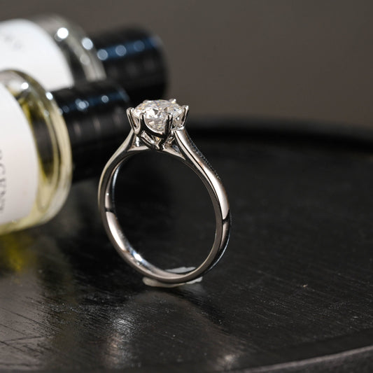 CausYou round cut diamond engagement ring Solid Gold D/VS1 Tulip Setting Round Cut Lab Grown Diamond Engagement Ring
