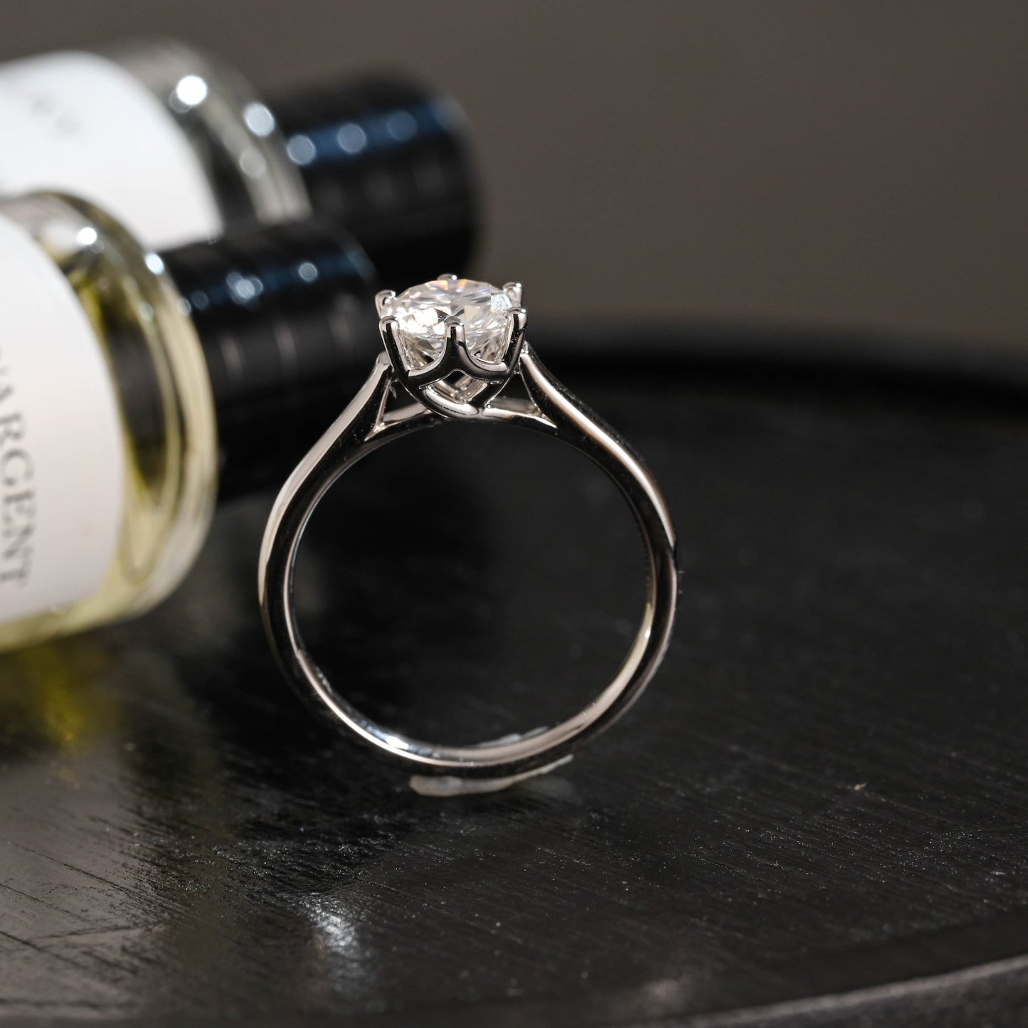CausYou round cut diamond engagement ring Solid Gold D/VS1 Tulip Setting Round Cut Lab Grown Diamond Engagement Ring