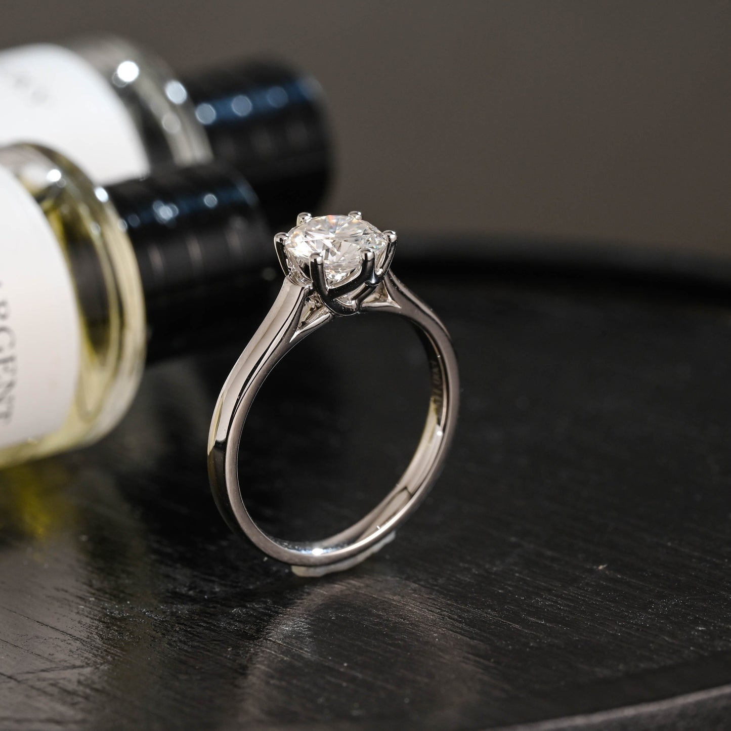CausYou round cut diamond engagement ring Solid Gold D/VS1 Tulip Setting Round Cut Lab Grown Diamond Engagement Ring