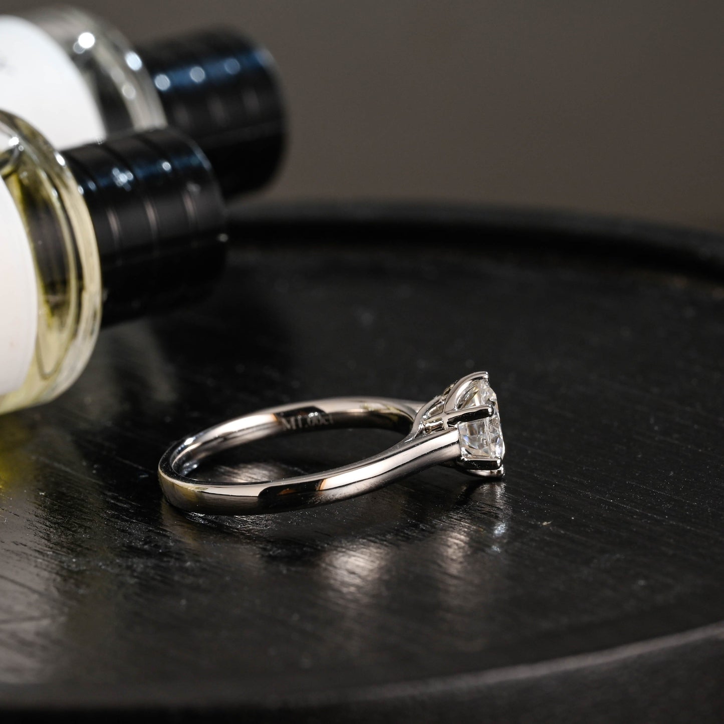 CausYou round cut diamond engagement ring Solid Gold D/VS1 Tulip Setting Round Cut Lab Grown Diamond Engagement Ring