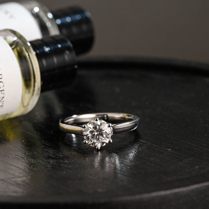 CausYou round cut diamond engagement ring Solid Gold D/VS1 Tulip Setting Round Cut Lab Grown Diamond Engagement Ring