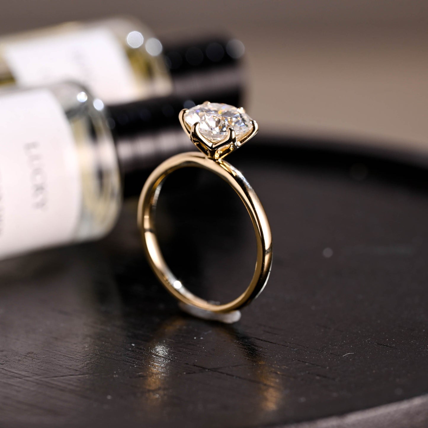 CausYou round cut diamond engagement ring Solid Gold D/VS1 Tulip Setting Round Cut Lab Grown Diamond Engagement Ring