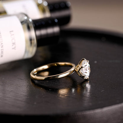 CausYou round cut diamond engagement ring Solid Gold D/VS1 Tulip Setting Round Cut Lab Grown Diamond Engagement Ring