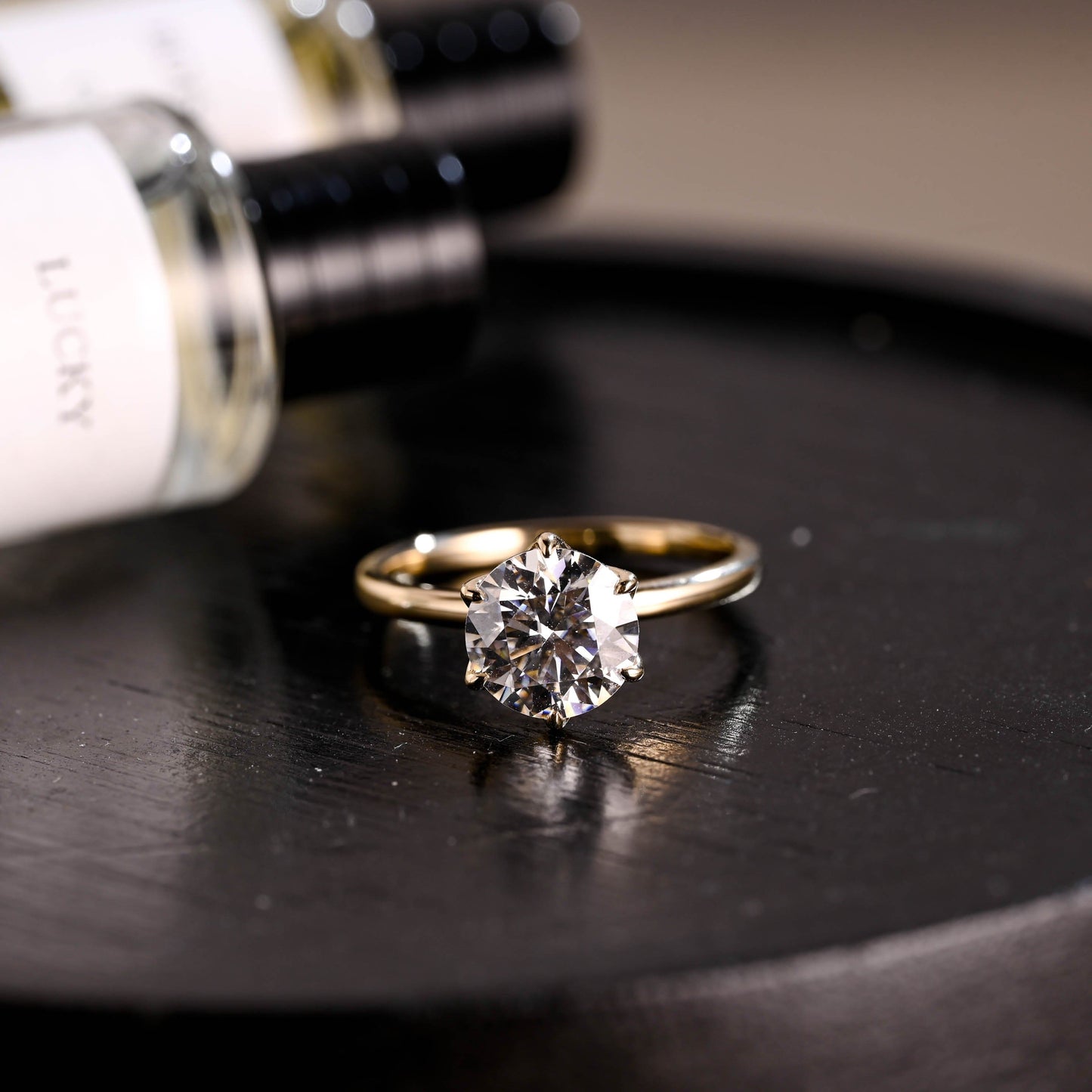CausYou round cut diamond engagement ring Solid Gold D/VS1 Tulip Setting Round Cut Lab Grown Diamond Engagement Ring