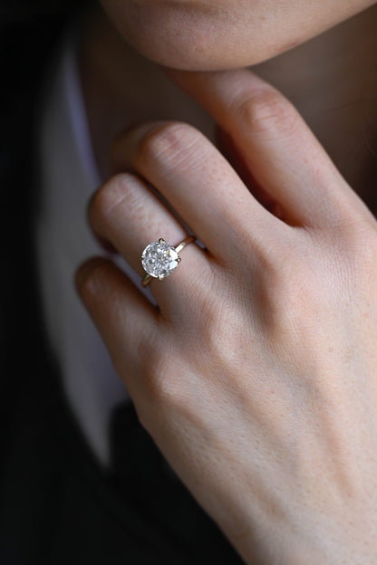 CausYou round cut diamond engagement ring Solid Gold D/VS1 Tulip Setting Round Cut Lab Grown Diamond Engagement Ring