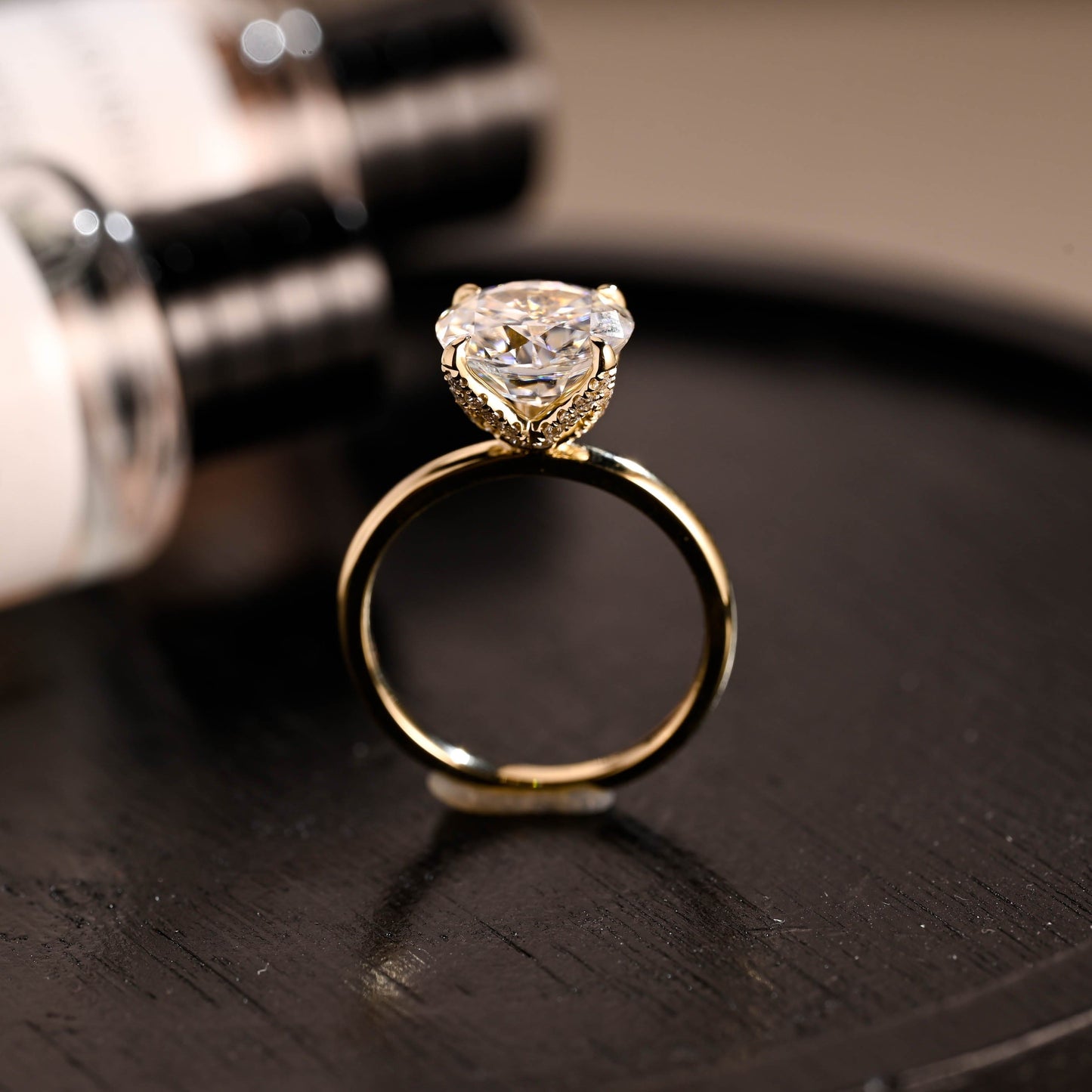 CausYou round cut diamond engagement ring Solid Gold D/VS1 Tulip Setting Round Cut Lab Grown Diamond Engagement Ring