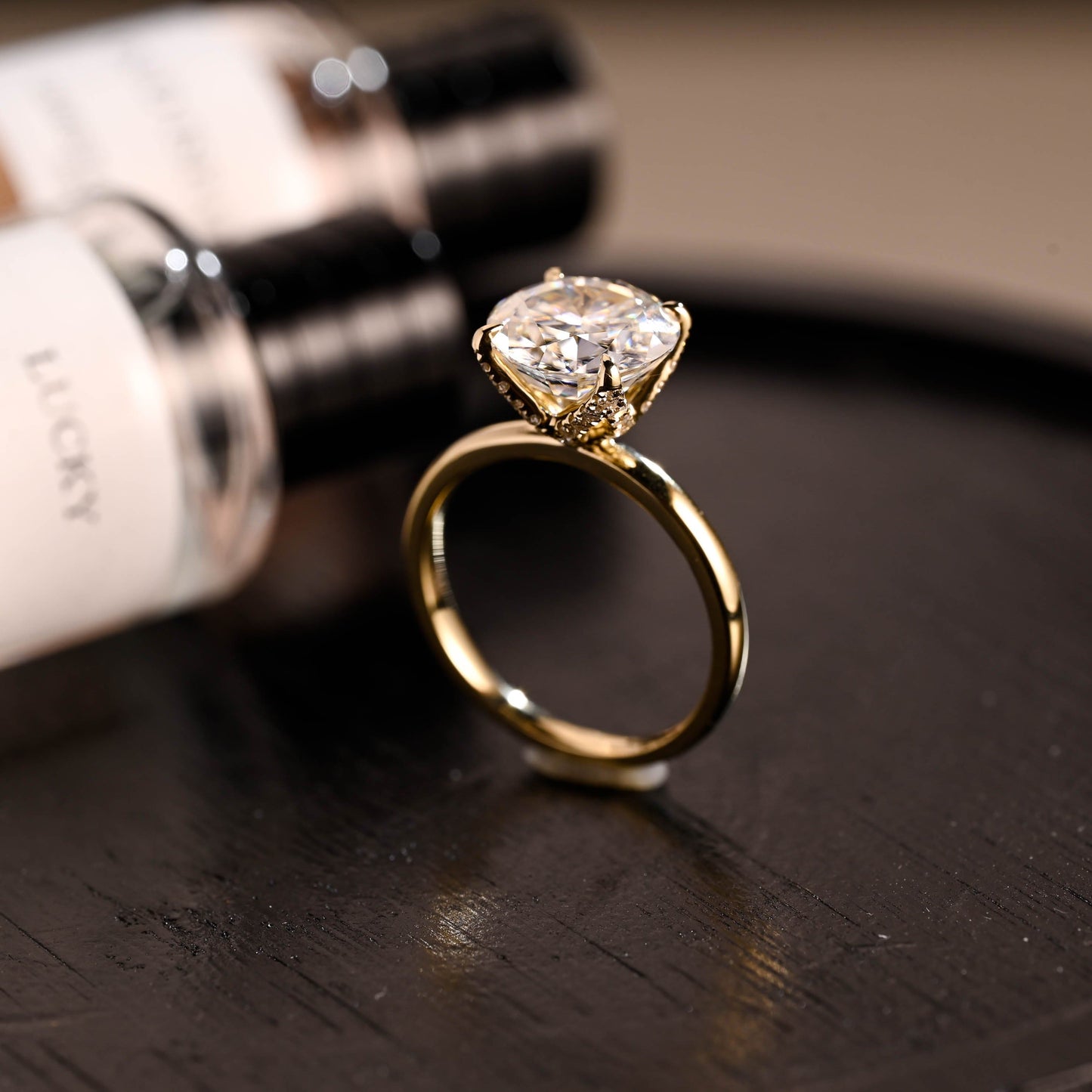 CausYou round cut diamond engagement ring Solid Gold D/VS1 Tulip Setting Round Cut Lab Grown Diamond Engagement Ring