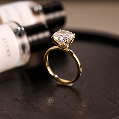 CausYou round cut diamond engagement ring Solid Gold D/VS1 Tulip Setting Round Cut Lab Grown Diamond Engagement Ring