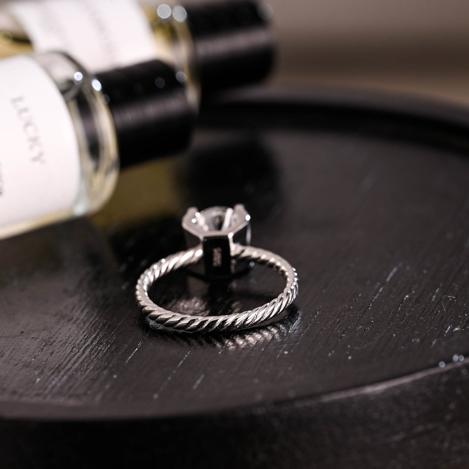 CausYou round cut diamond engagement ring Solid Gold D/VS1 Twisted Band 4 Prongs Round Cut Lab Grown Diamond Engagement Ring