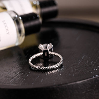 CausYou round cut diamond engagement ring Solid Gold D/VS1 Twisted Band 4 Prongs Round Cut Lab Grown Diamond Engagement Ring