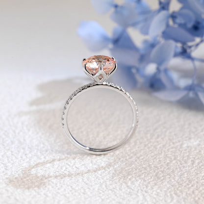 CausYou round cut diamond engagement ring Solid Gold Round Cut Pink Lab Diamond Engagement Ring | Fancy Pink VS1 IGI Certified