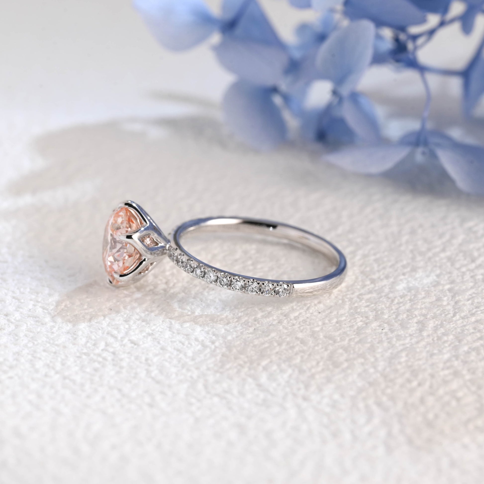 CausYou round cut diamond engagement ring Solid Gold Round Cut Pink Lab Diamond Engagement Ring | Fancy Pink VS1 IGI Certified