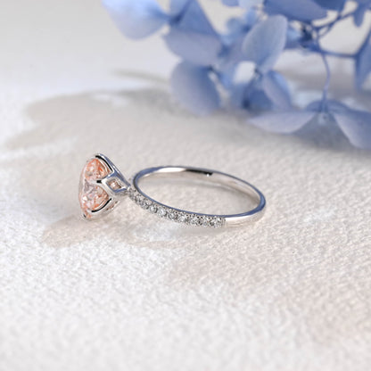 CausYou round cut diamond engagement ring Solid Gold Round Cut Pink Lab Diamond Engagement Ring | Fancy Pink VS1 IGI Certified