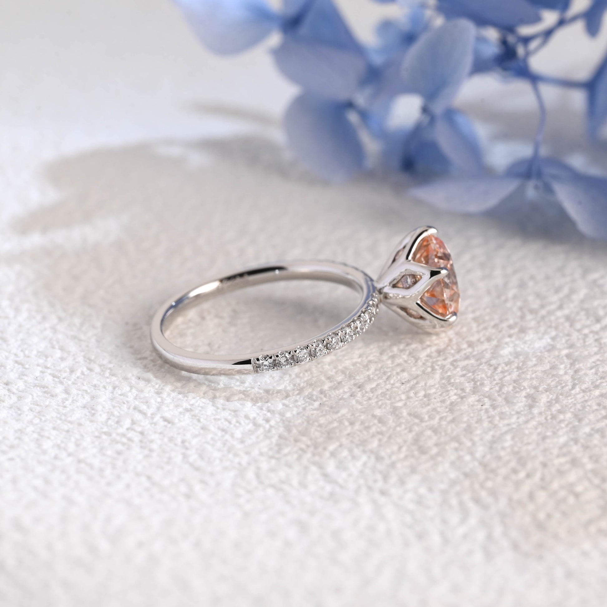 CausYou round cut diamond engagement ring Solid Gold Round Cut Pink Lab Diamond Engagement Ring | Fancy Pink VS1 IGI Certified