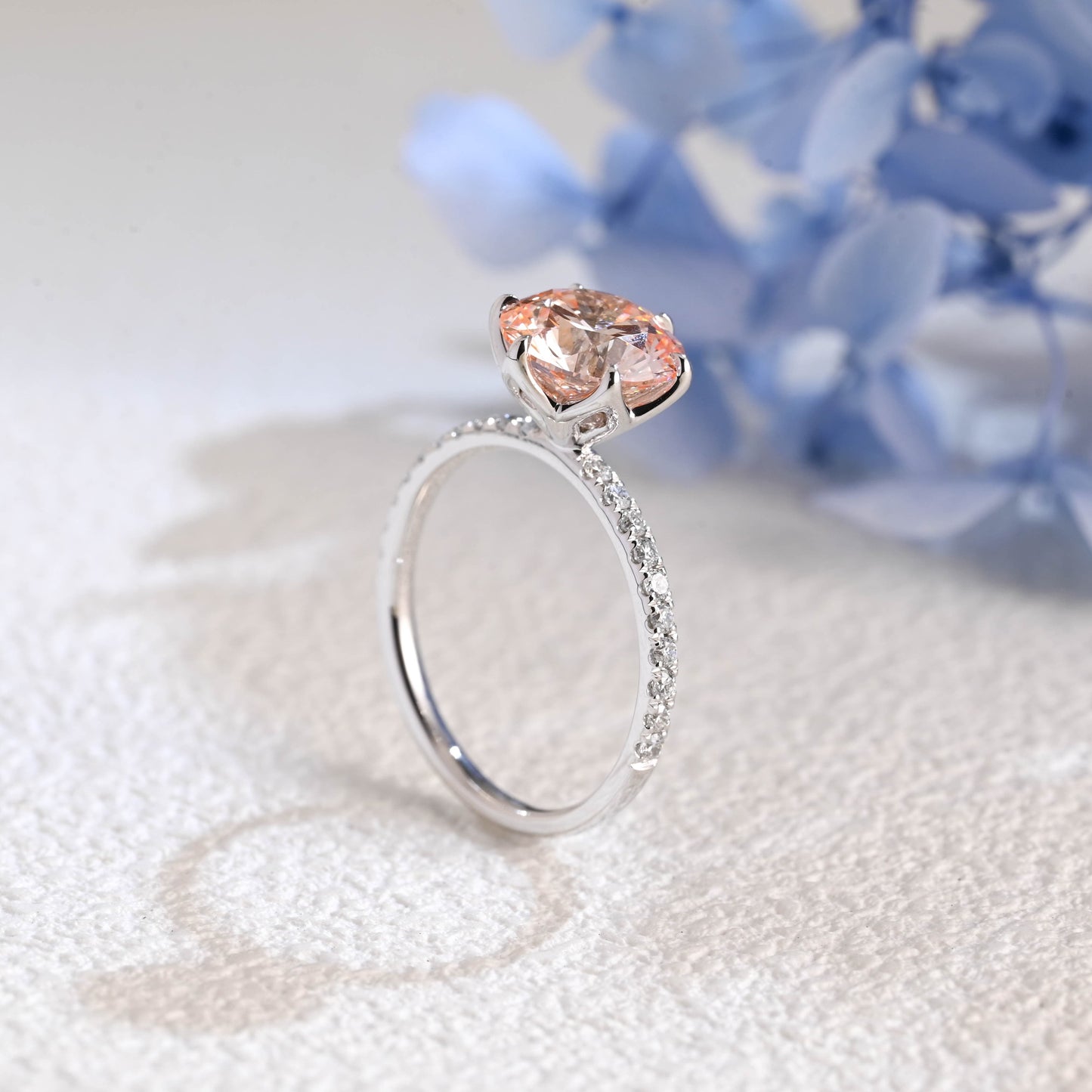 CausYou round cut diamond engagement ring Solid Gold Round Cut Pink Lab Diamond Engagement Ring | Fancy Pink VS1 IGI Certified